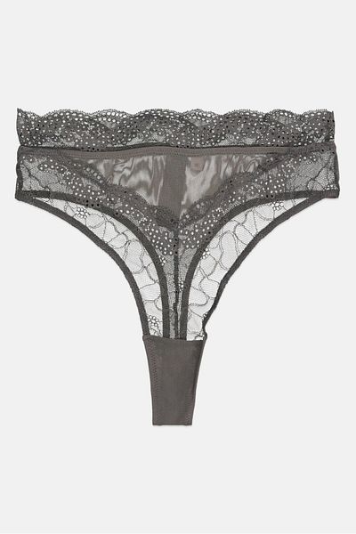 NA-KD Women Textured Pantie, Grey