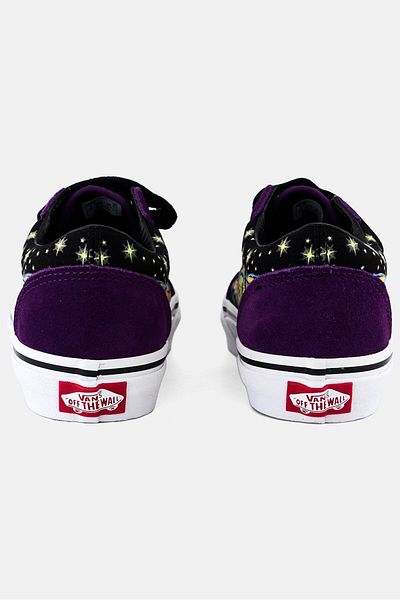 Vans Kids Boy Old Skool Velcro Closure Shoes, Purple