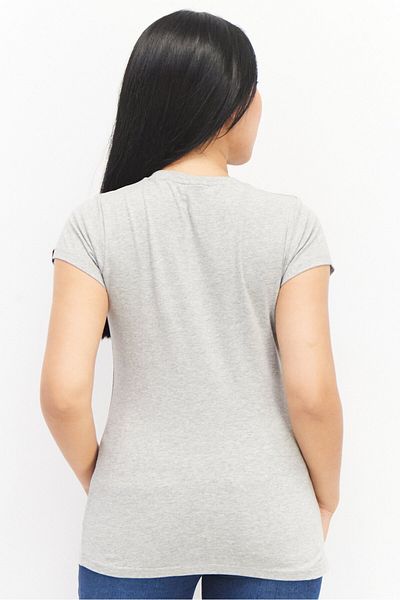 Ellesse Women Round Neck Cap Sleeve Brand Logo T-shirt, Grey Combo