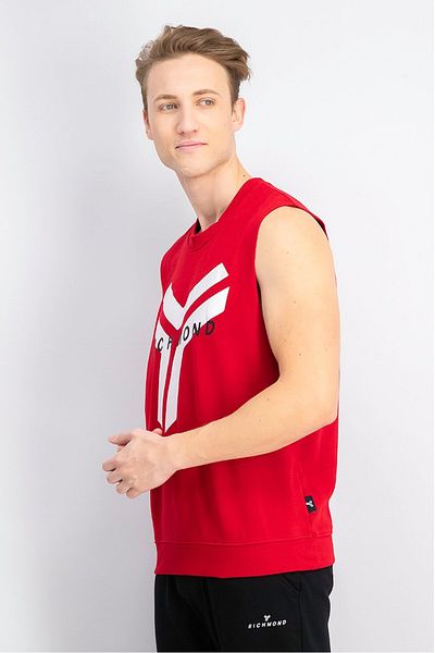 John Richmond Men Sportswear Fit Sleeveless Training Shirt, Red