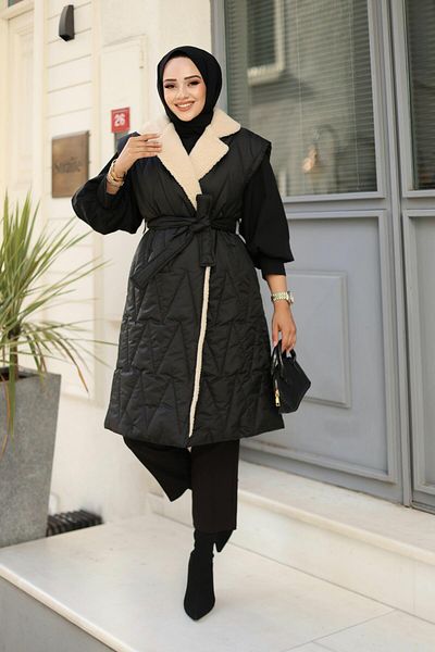 HARMAN BUTİK Women's Furry Quilted Vest