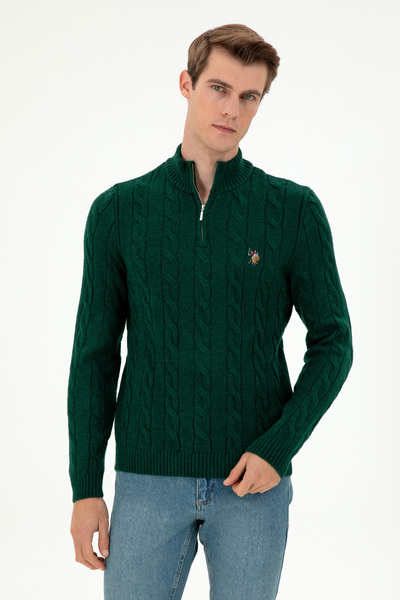 U.S. Polo Assn. سترة رجالية باللون الأخضر الداكن 50293140 -VR079