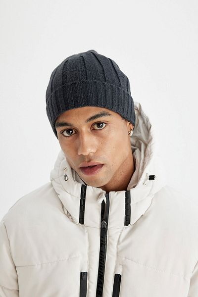 DeFacto Gerippte Basic-Strickmütze für Herren C7139ax24wn