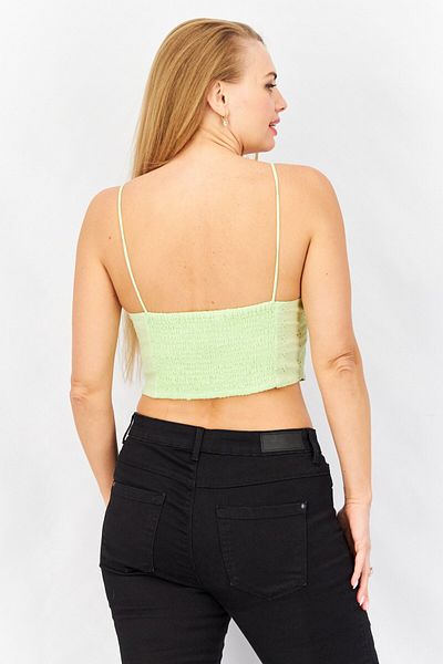 Don't Call Me Jennyfer Women Square Neck Sleeveless Lace Crop Top, Green