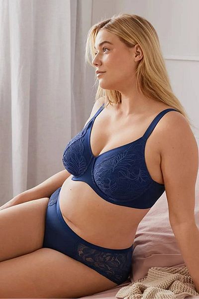 Tchibo Women Non Padded Underwired Lace Soft Bra, Dark Blue
