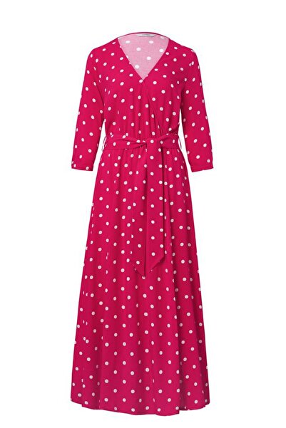 Tchibo Women V-neck Polka Dot Wrap Around Dress, Pink