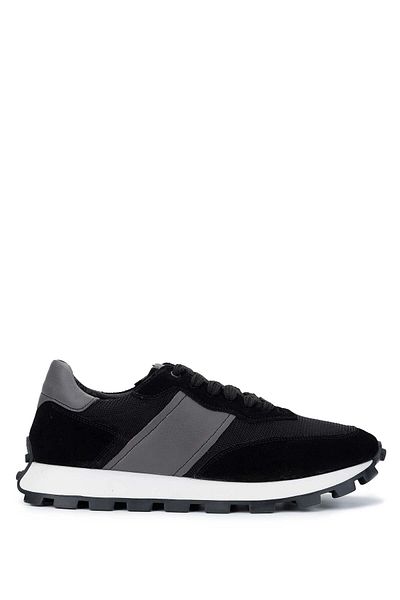 Tamer Tanca Men's Leather & Textile Black Sneakers & Sports Shoes