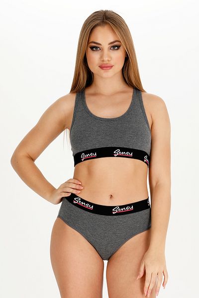 Sensu Sports Bustier Set - Melange Anthracite Women's Bra and Bottoms
