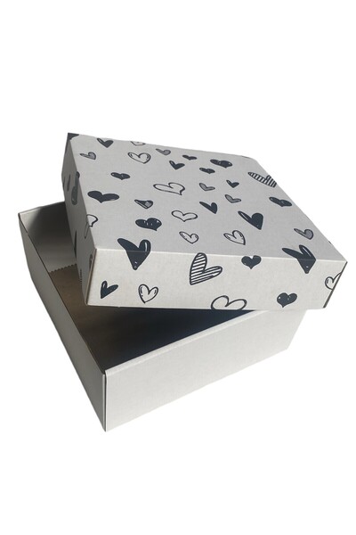 KOLİJET KAPAKLI KUTU,KALP KUTU,HEDİYE KUTUSU,20X20X9 cm (25 ADET)