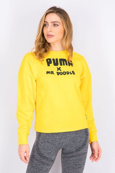 Puma Women Round Neck Long Sleeve Brand Logo Sweaters, Yellow