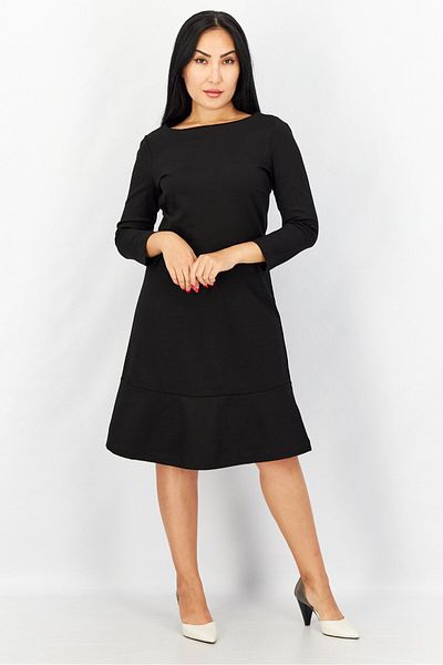 Esprit Women Boat Neck Long Sleeve Plain Midi Dress, Black