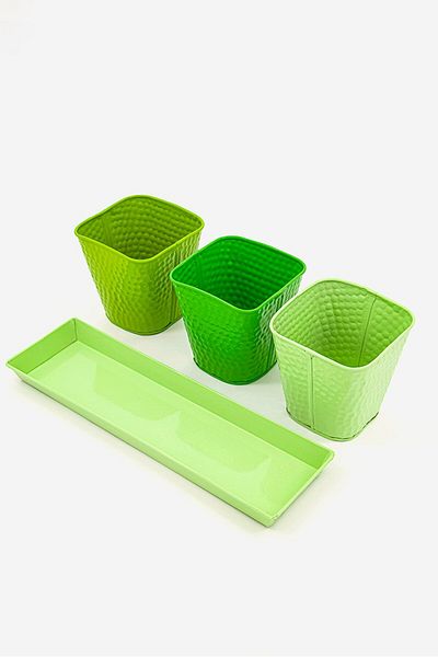 Robert Allen 4 Pcs Metal Planter Set, Green