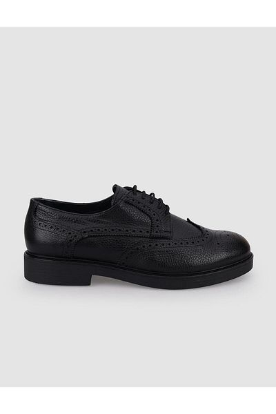 Cabani 100% Genuine Leather Black Lace-Up Men's Casual Shoes