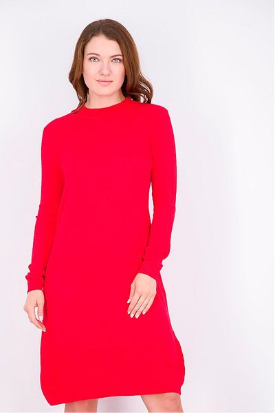 Tchibo Women Regular Fit Knitted Casual Mini Sweater Dress, Red