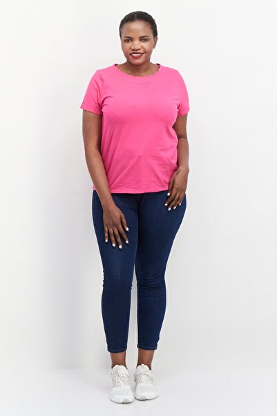 Anne Klein Women Plus Size Crew Neck Short Sleeve Plain T Shirt, Pink