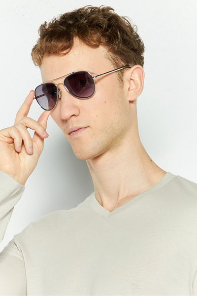 Kenneth Cole Men Kc2837 Pilot Aviator Sunglasses, Rose Gold