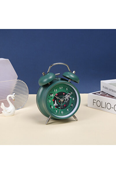Livava Astronot Metal Masa Saati Alarmli Ve Işikli, Yeşil, 16x11, Sürpriz Hed...