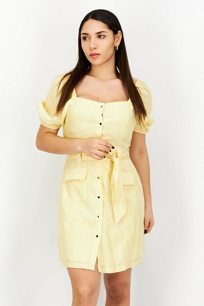 NA-KD Women Plain Mini Mini Dress, Yellow
