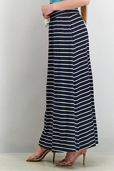 Esprit Women Stripe Side Pocket Casual Maxi Skirts, Navy Blue