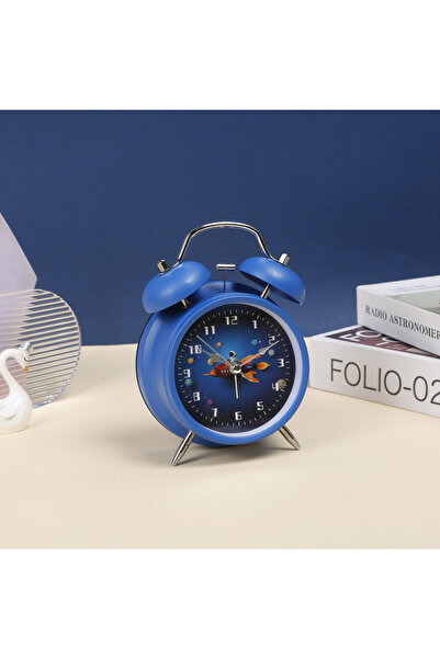 Livava Astronot Metal Masa Saati Alarmli Ve Işikli, Lacivert, 16x11, Sürpriz ...