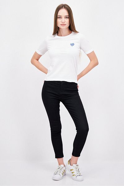 Esprit Women Round Neck Short Sleeves Graphic Print T-Shirt, White