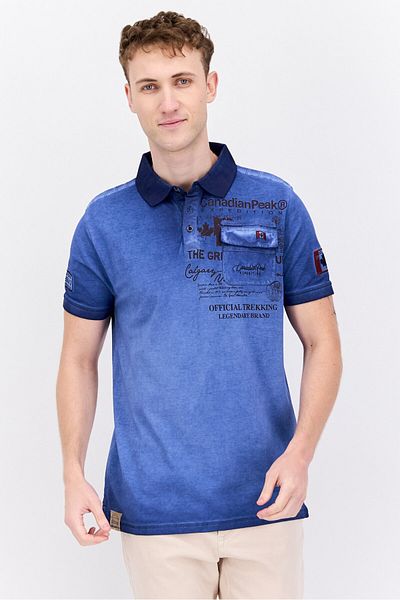 Canadian Peak Men Regular Fit Graphic Short Sleeves Polo Shirt, Blue