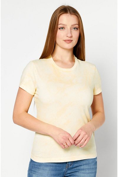 Diesel Women Crew Neck Short Sleeves Solid T-Shirt, Yellow
