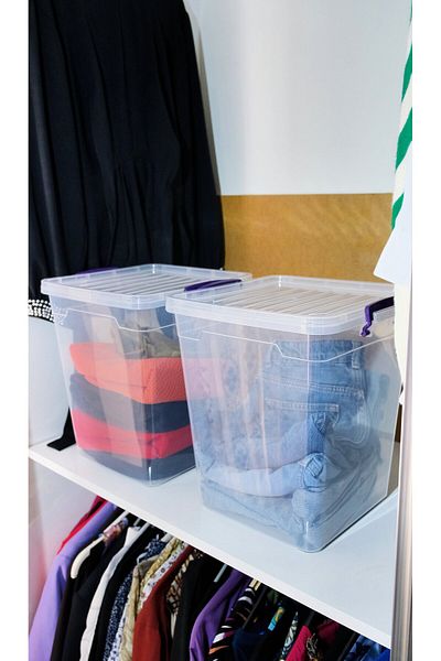 biedda 20 Liters 2 Pieces Vertical Deep Storage Organization and Storage Box with Plastic Locked Lids