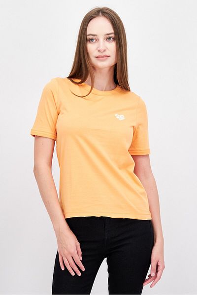 Esprit Women Crew Neck Short Sleeve Graphic Top, Orange