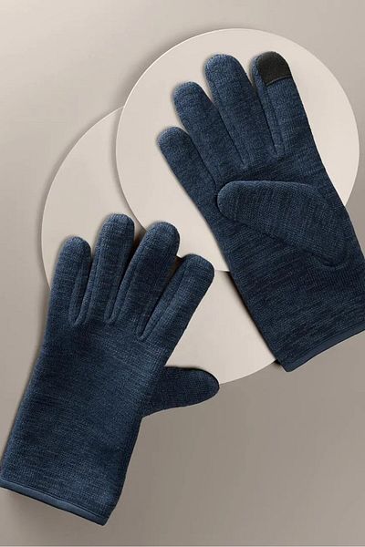 Tchibo Men Knitted Fleece Gloves, Navy Blue