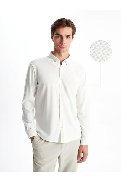 LC Waikiki Ανδρικό μακρυμάνικο πουκάμισο με λεπτή εφαρμογή