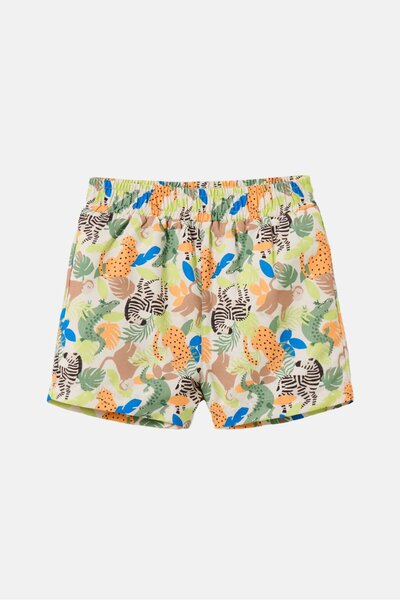 Tchibo Kids Boy Animal Print Shorts, Green Combo