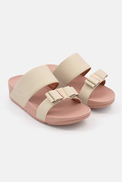 Fitflop Women Rosa Bow Leather Slip On Sandals, Beige