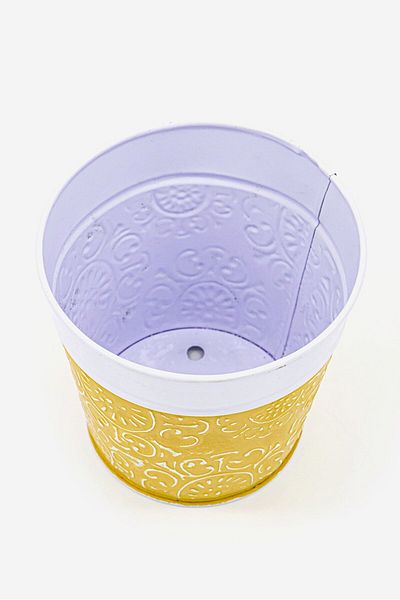 Robert Allen Metal Planter Flower Pot, Yellow