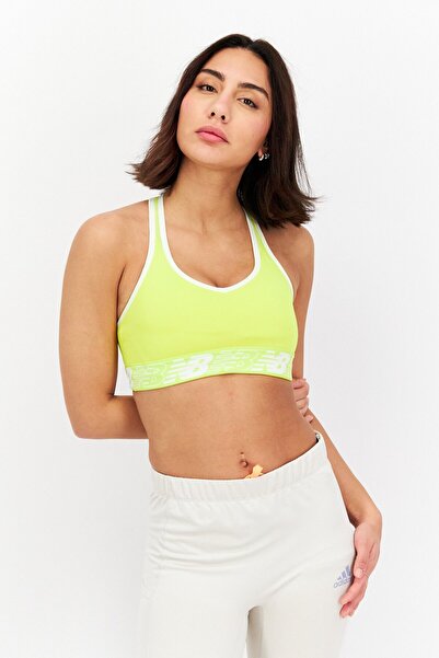 New Balance Women Brand Logo Padded Sports Bra, Lime Yellow