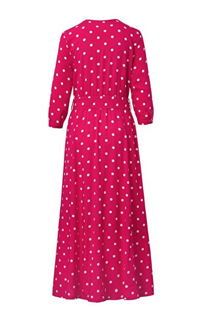 Tchibo Women V-neck Polka Dot Wrap Around Dress, Pink
