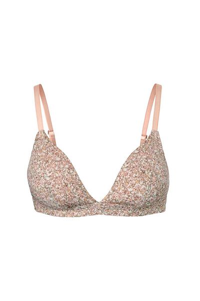 Tchibo Women Floral Print Padded Soft Bra, Peach