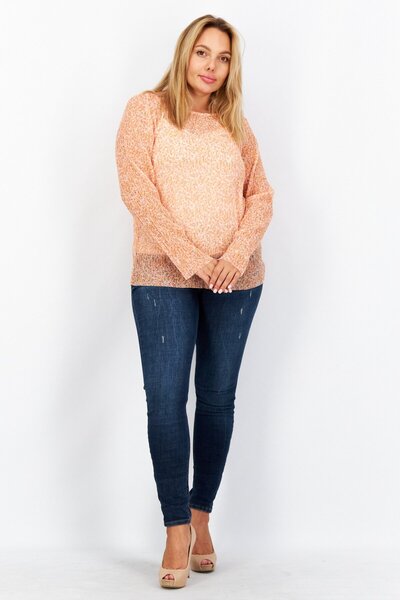 Esprit Women Round Neck Long Sleeve Floral Pattern Blouse, Orange Combo