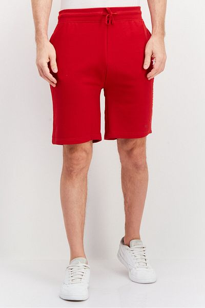 Crosshatch Men Drawstring Brand Logo Basic Shorts, Red