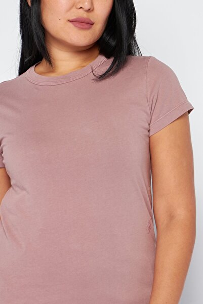 Diesel Women Crew Neck Short Sleeves Plain T-Shirt, Old Rose