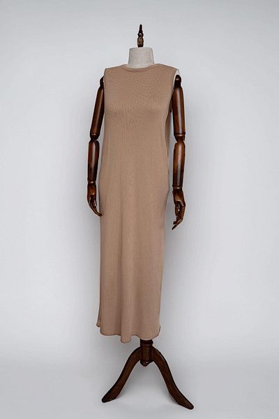 Ka Hijab Αμάνικο μουσουλμανικό φόρεμα Camel Mercerized
