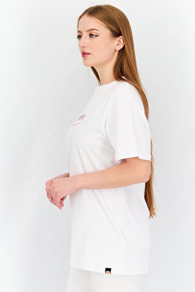 Ellesse Women Crew Neck Short Sleeve Graphic Print Top, White