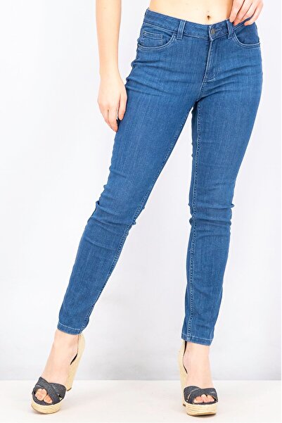 Tchibo بنطال جينز نسائي أزرق قابل للتمدد بقصة عادية