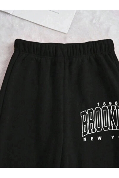 AFROGİYİM Γυναικείο σετ φόρμας Brooklyn New York με στάμπα Oversize Crew Neck