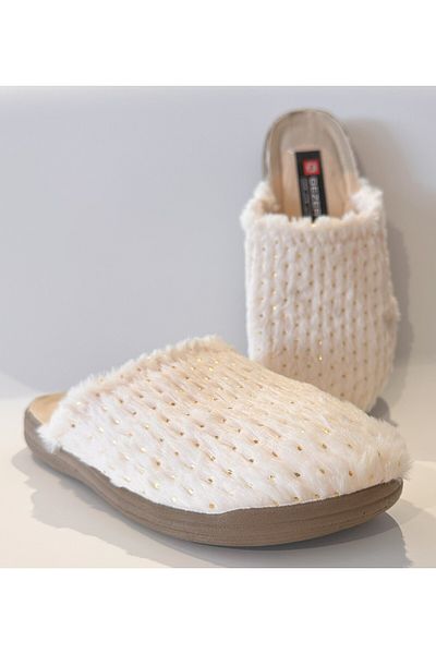 GEZER Plush Pule Detail Comfortable Sole Light Women's Home and Misfir Slippers