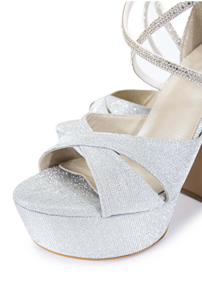 Tamer Tanca Women's Genuine Leather Gray Heeled Shoes