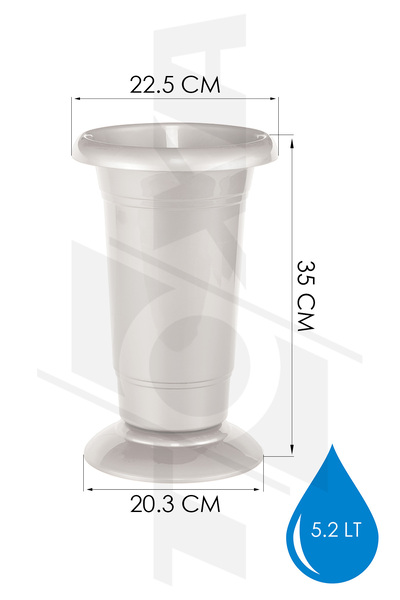 ToXA 5.2 Litre Beyaz Kesme Çiçek Vazosu Dekoratif Süs Uzun Tabaklı Plastik Saksı