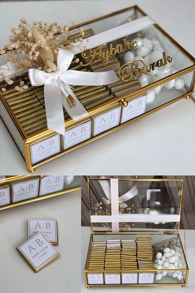 Masalsı Concept Wishing Chocolate in a Special Glass Box, Promise-Engagement Chocolate
