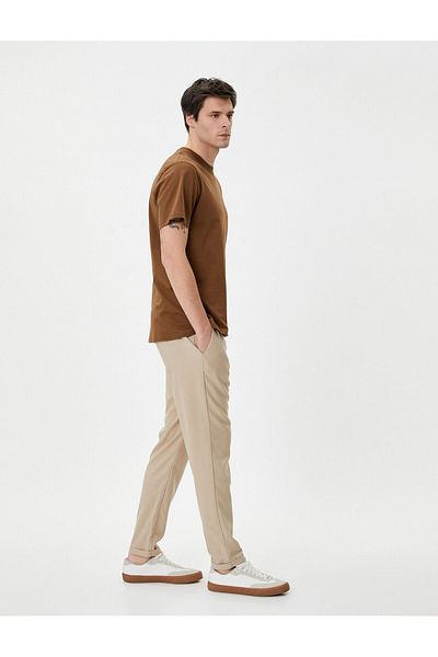 Koton Fabric Trousers Chino Pocket Detailed High Waist Slim Fit