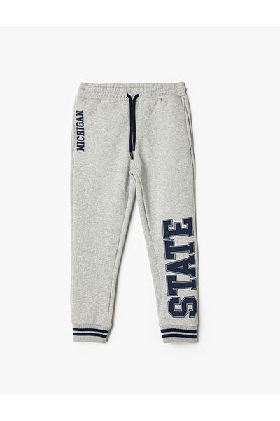 Koton Jogger Sweatpants Tie-Up Waist Print Λεπτομερείς τσέπες Raster